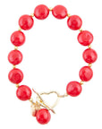 Scardale Red Shell Pearl Golden Toggle Bracelet