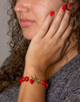 Scardale Red Shell Pearl Golden Toggle Bracelet