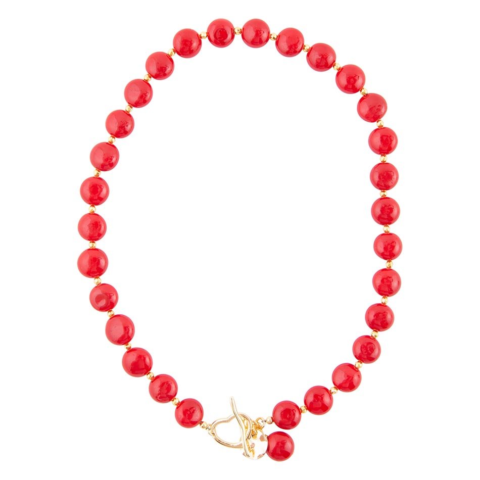 Scardale Red Shell Pearl Golden Necklace