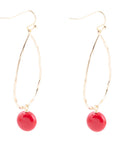 Scarsdale Red Shell Pearl Golden Drop Earrings