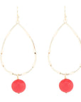 Scarsdale Red Shell Pearl Golden Drop Earrings