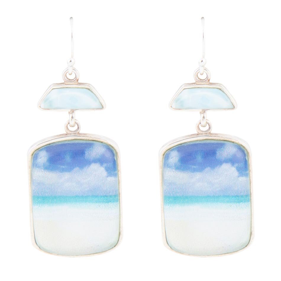 Scenic Beach Blue Larimar and Sterling Silver Drop Earrings