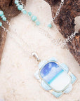 Scenic Beach Blue Larimar and Sterling Silver Pendant Necklace