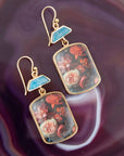 Scenic Dark Florals Blue Apatite Golden Drop Earrings