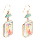 Scenic Floral Blue Turquoise Golden Earrings