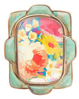 Scenic Floral Blue Turquoise Golden Ring