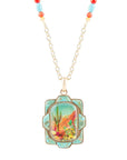 Scenic Sedona Desert Blue Turquoise Golden Pendant Necklace