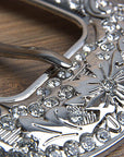 Screw Back Concho Stainless Steel Ed Belt Buckle Set Bling Clear Crystal