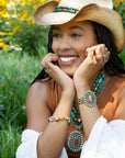 Sedona Blue Turquoise Goldtone Statement Cuff Bracelet