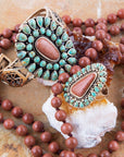Sedona Blue Turquoise Orange Goldstone Golden Statement Ring