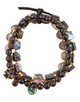 Sepia Sea Black Smoky Quartz and Blue Abalone Bracelet Set