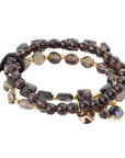 Sepia Sea Black Smoky Quartz and Blue Abalone Bracelet Set