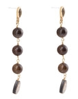 Sepia Sea Blue Abalone Post Golden Drop Earrings