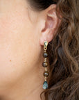 Sepia Sea Blue Abalone Post Golden Drop Earrings