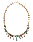 Sepia Sea Green Abalone Statement Golden Necklace