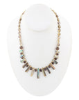 Sepia Sea Green Abalone Statement Golden Necklace