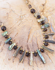 Sepia Sea Green Abalone Statement Golden Necklace
