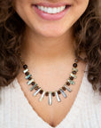 Sepia Sea Green Abalone Statement Golden Necklace