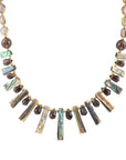 Sepia Sea Green Abalone Statement Golden Necklace