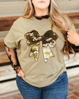 Sequin Camo Bow Graphic Tee