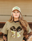 Sequin Camo Bow Graphic Tee