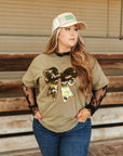 Sequin Camo Bow Graphic Tee