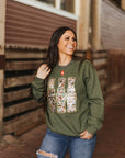 Sequin Hunting Duck Calls Patch Sweatshirt