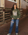 Sequin Hunting Duck Calls Patch Sweatshirt