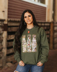 Sequin Hunting Duck Calls Patch Sweatshirt