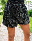Black Sequin Shorts -clearance