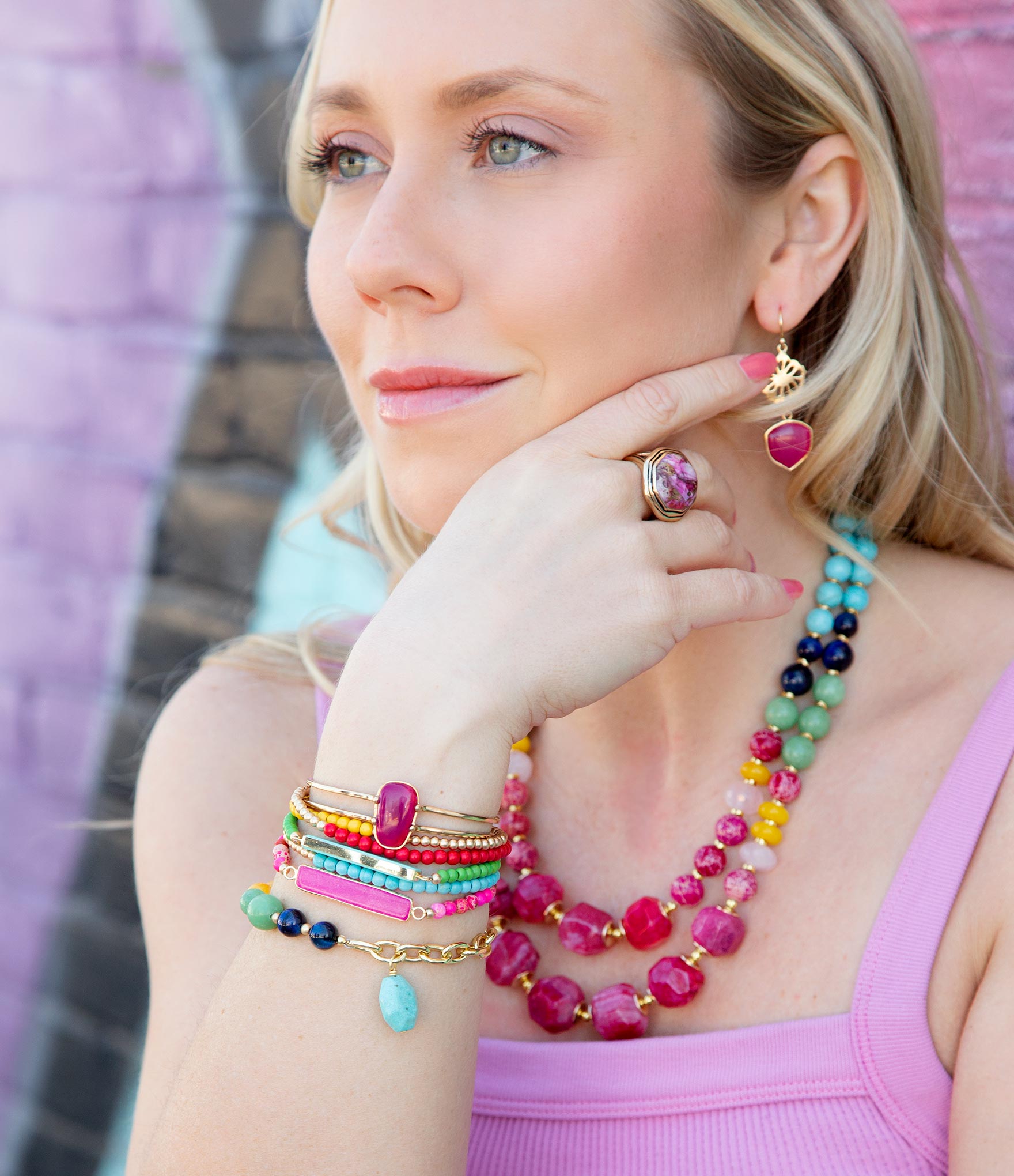 Serape Multi-Color Golden Toggle Bracelet