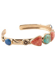 Shades of Multi Stone Golden Cuff Bracelet