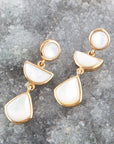 Shaped in White Mother of Pearl Golden Post Earrings