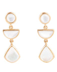 Shaped in White Mother of Pearl Golden Post Earrings