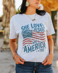 She Loves Jesus & America Graphic Tee