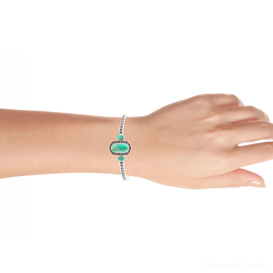 Shielded Lime Green Turquoise and Sterling Silver Cuff Bracelet