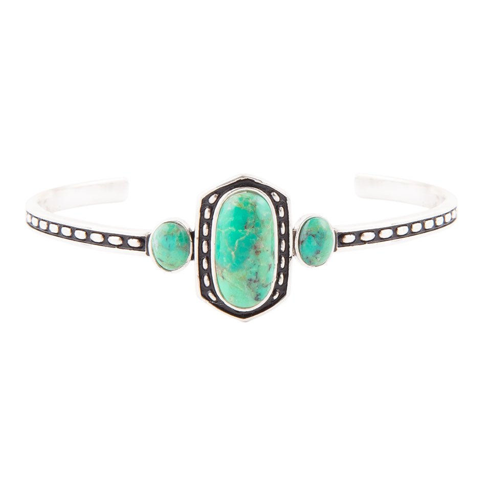 Shielded Lime Green Turquoise and Sterling Silver Cuff Bracelet