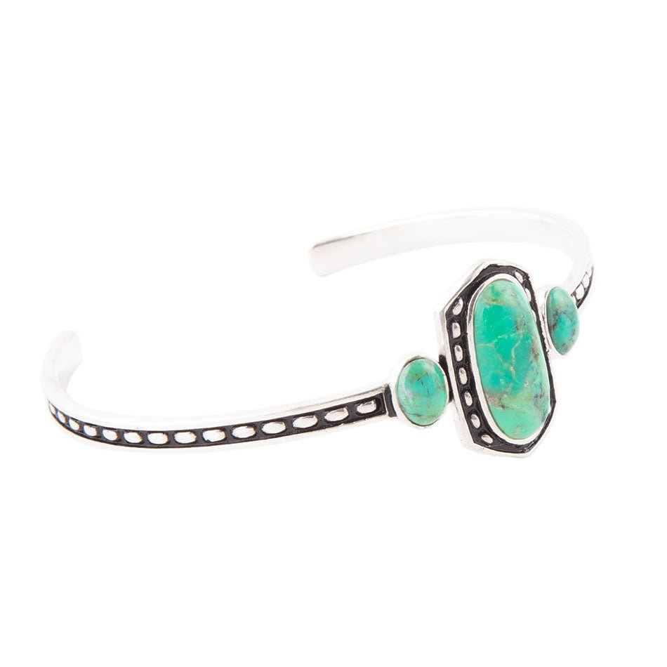 Shielded Lime Green Turquoise and Sterling Silver Cuff Bracelet