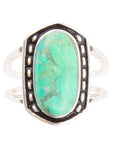 Shielded Lime Green Turquoise and Sterling Silver Ring