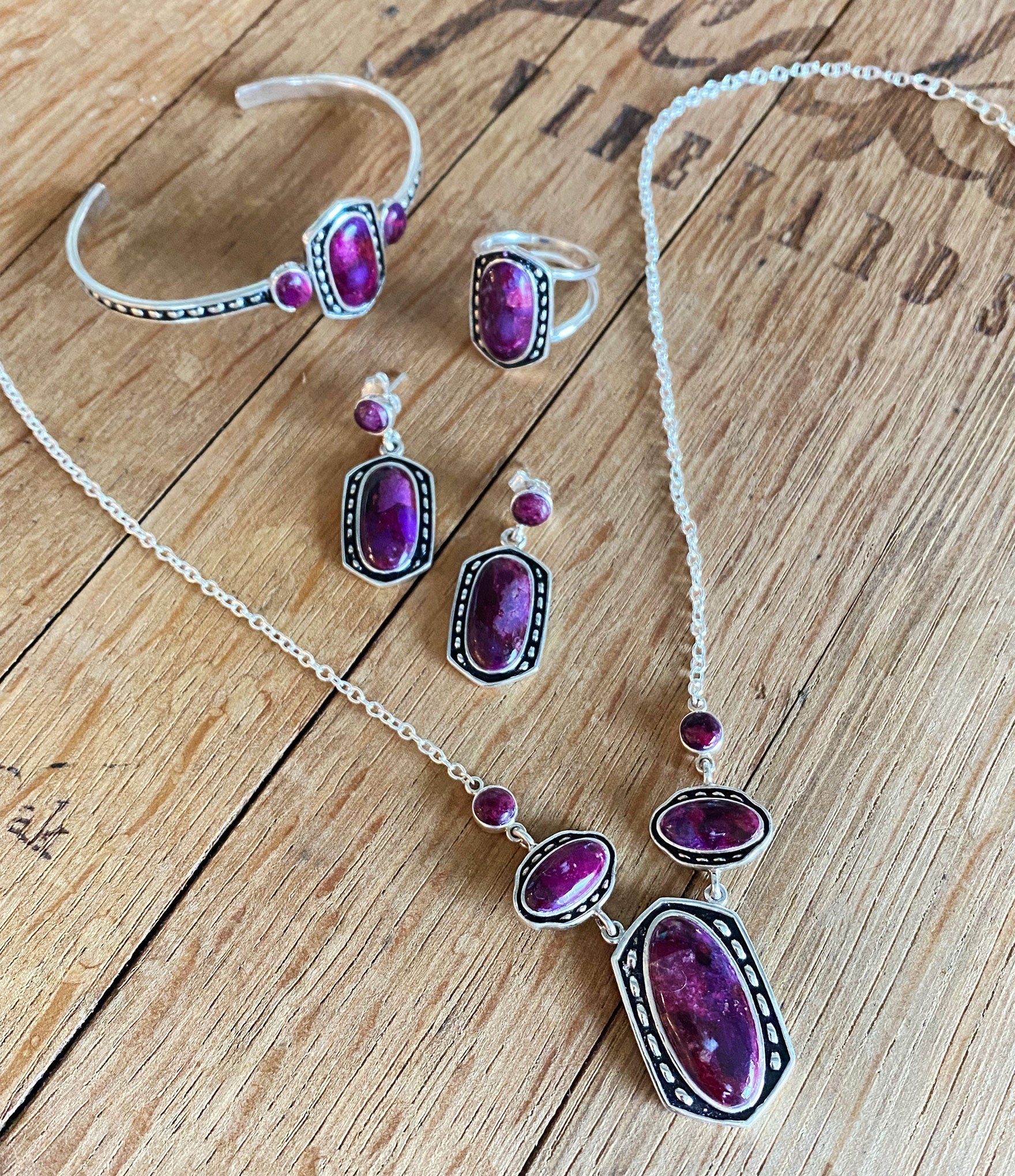 Shielded Purple Turquoise and Sterling Silver Necklace