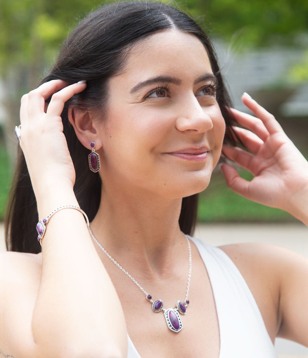 Shielded Purple Turquoise and Sterling Silver Necklace