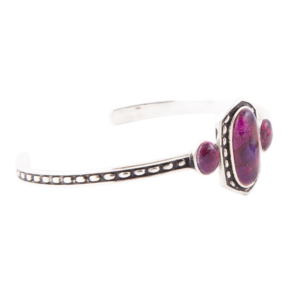 Shielded Purple Turquoise and Sterling Silver Cuff Bracelet