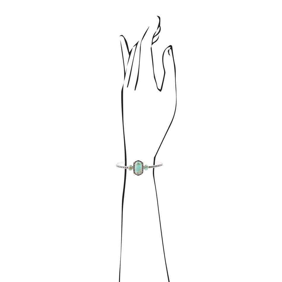 Shielded Blue Turquoise and Sterling Silver Cuff Bracelet