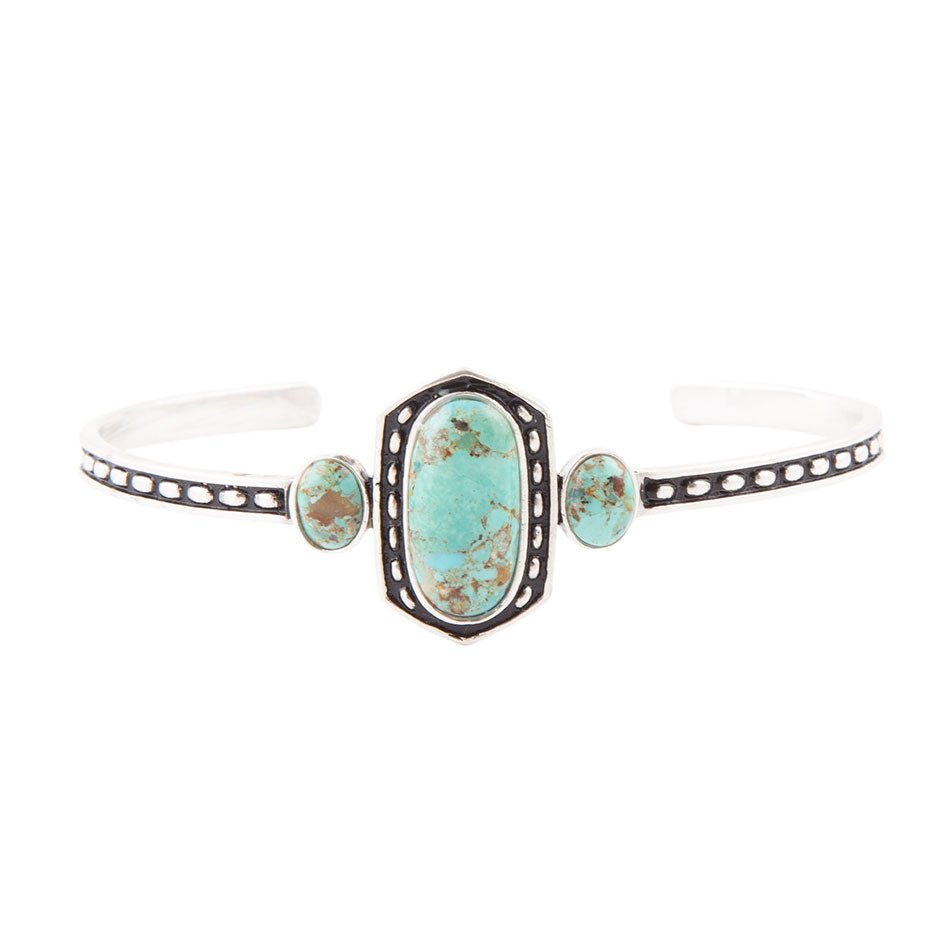 Shielded Blue Turquoise and Sterling Silver Cuff Bracelet