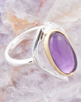 Shine Bright Purple Amethyst Sterling Silver and Gold Ring