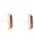 Short Linear Amethyst and Bronze Stud