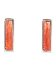 Short Linear Orange Sponge Coral and Sterling Earrings