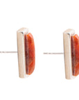 Short Linear Orange Sponge Coral and Sterling Earrings