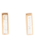 Short Linear White Picture Jasper and Bronze Stud