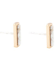 Short Linear White Picture Jasper and Bronze Stud